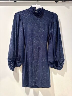 lucy in the sky shantelle sequins dress Sequin Cowl Neck Dress in Blue